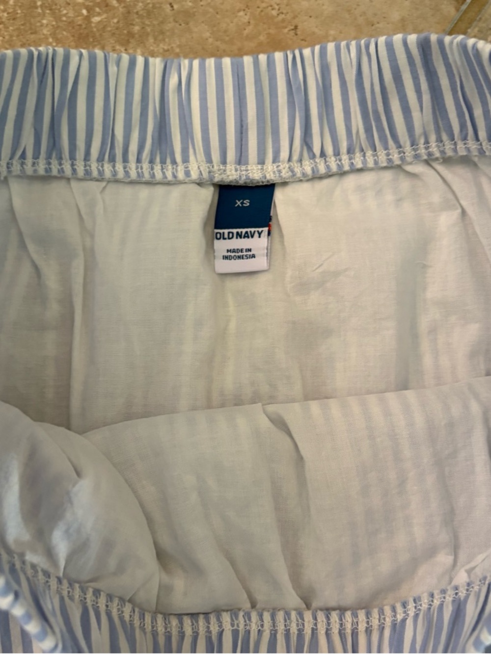 Poplin Bubble Skirt White Blue Old Navy Women’s XS Lined Striped Elastic Cotton - Picture 4 of 8